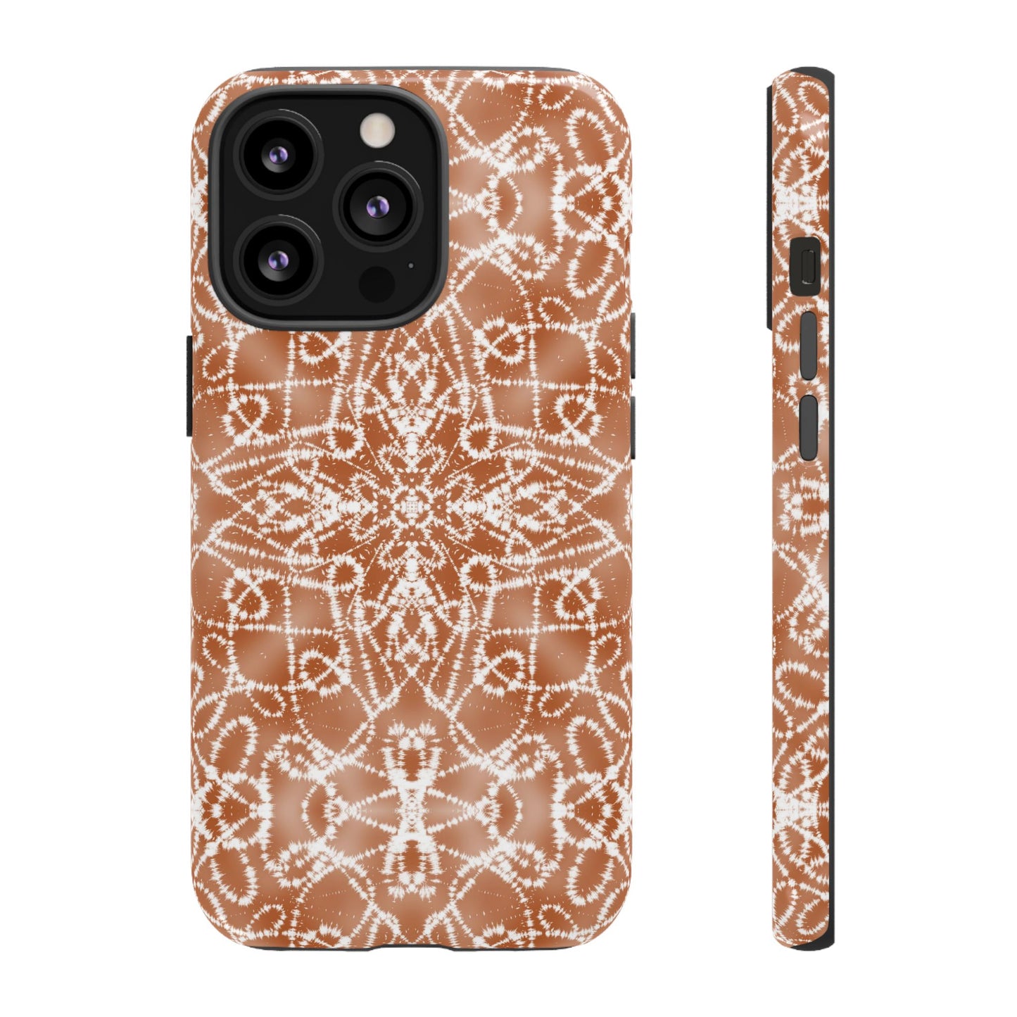 iPhone 13, 1Phone 13 Mini, iPhone 13 Pro, iPhone 13 Pro Max - Tan and White Batik - Tough Phone Cases