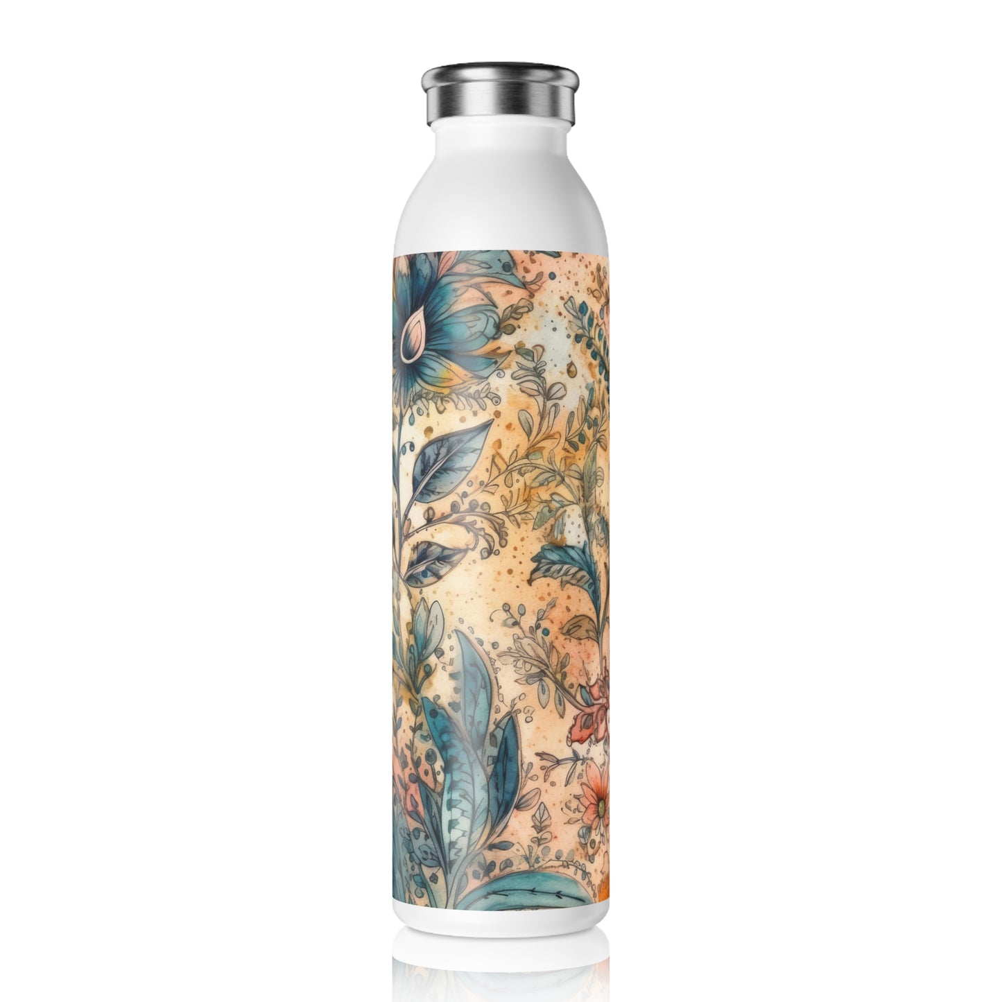 Henna Designs 1.8 - Slim Water Bottle - Stainless Steel - 20oz