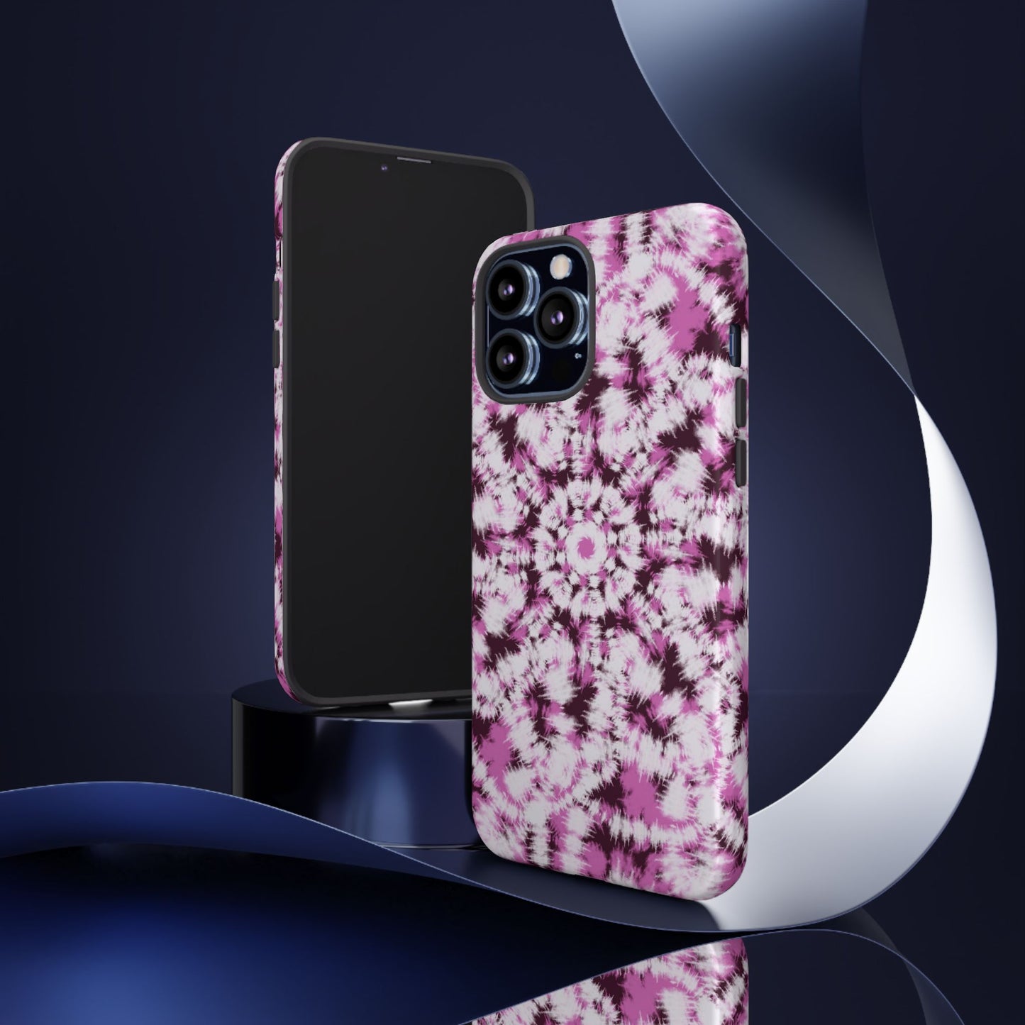 iPhone 13, 1Phone 13 Mini, iPhone 13 Pro, iPhone 13 Pro Max - Purple and White Batik - Tough Phone Cases