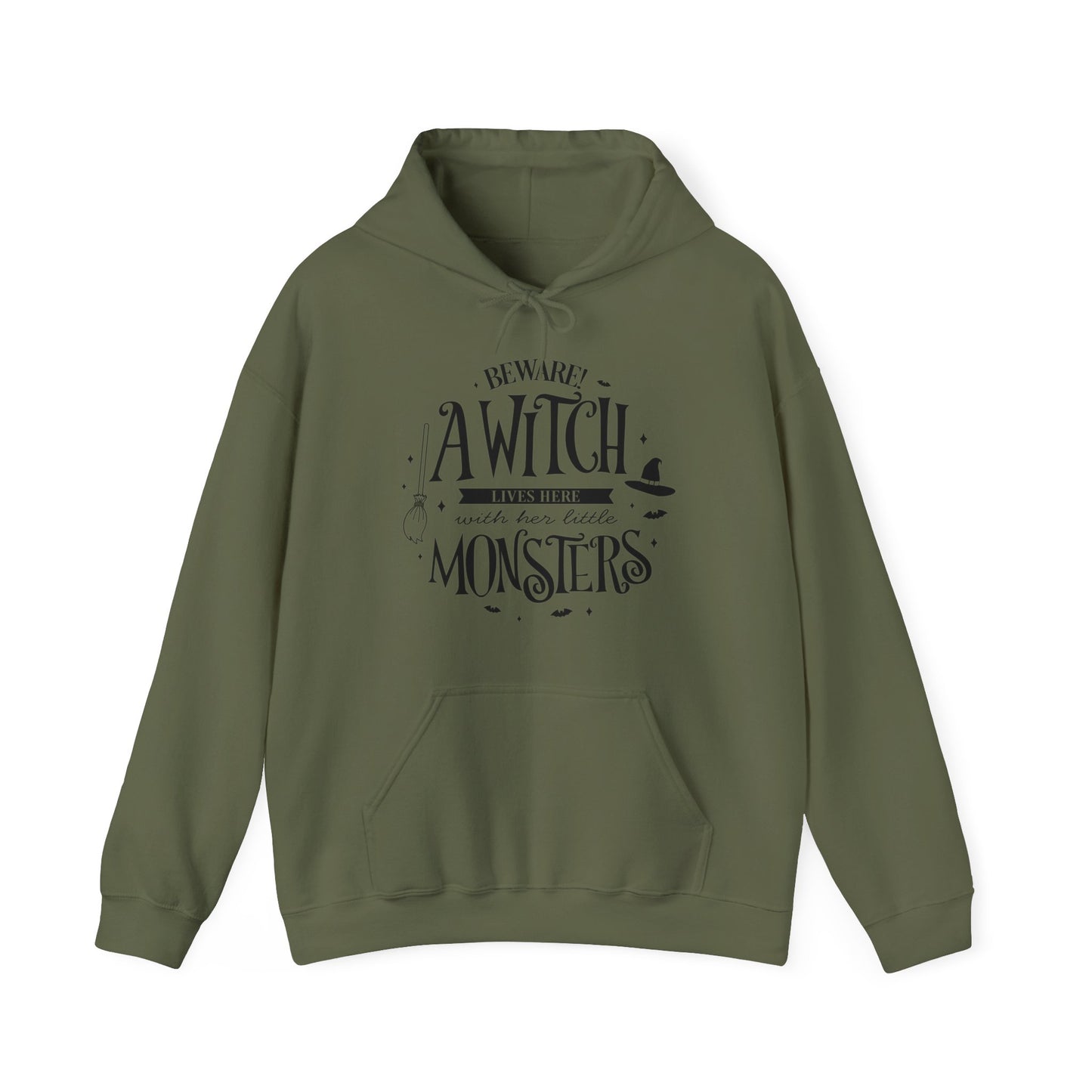 Halloween - A Witch Lives Here with Her Little Monsters - Trick or Treat - Unisex Heavy Blend™ Hooded Sweatshirt