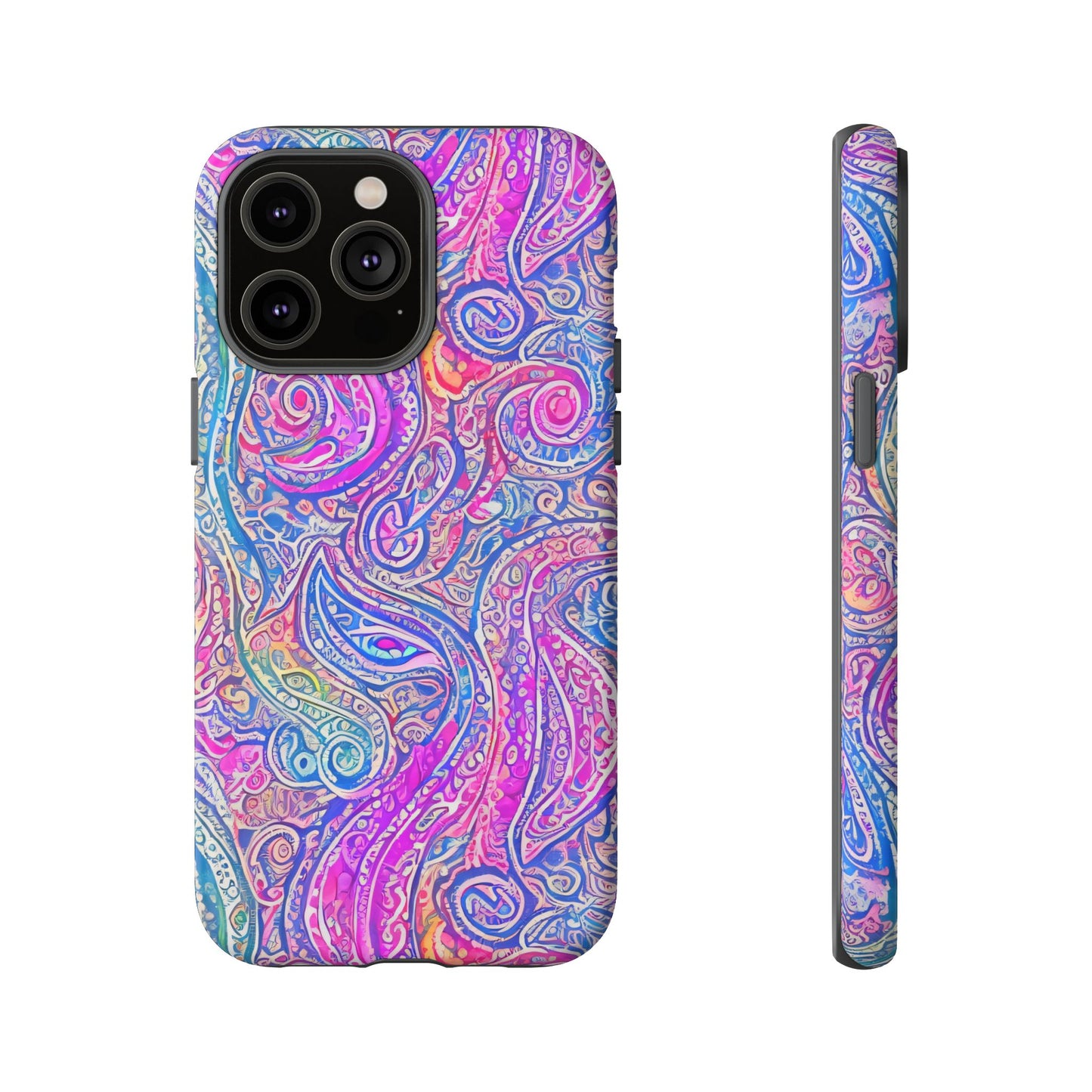 iPhone 14, iPhone 14 Pro, iPhone 14 Plus, iPhone 14 Pro Max - Abstract Swirl Purple, Blue, Orange, Green - Tough Phone Cases