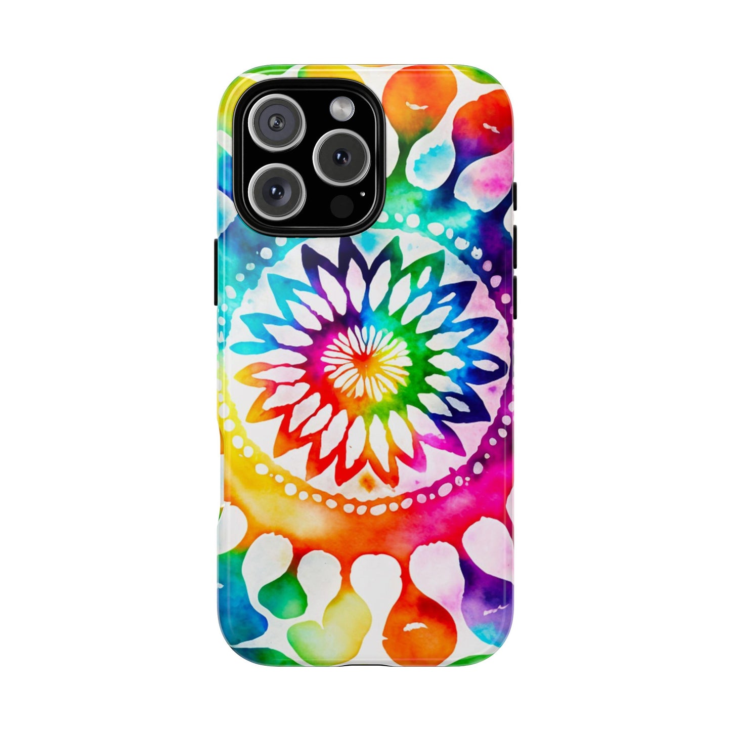 iPhone 16 and iPhone 15 Series - Rainbow and White Tie Dye - Tough Phone Cases