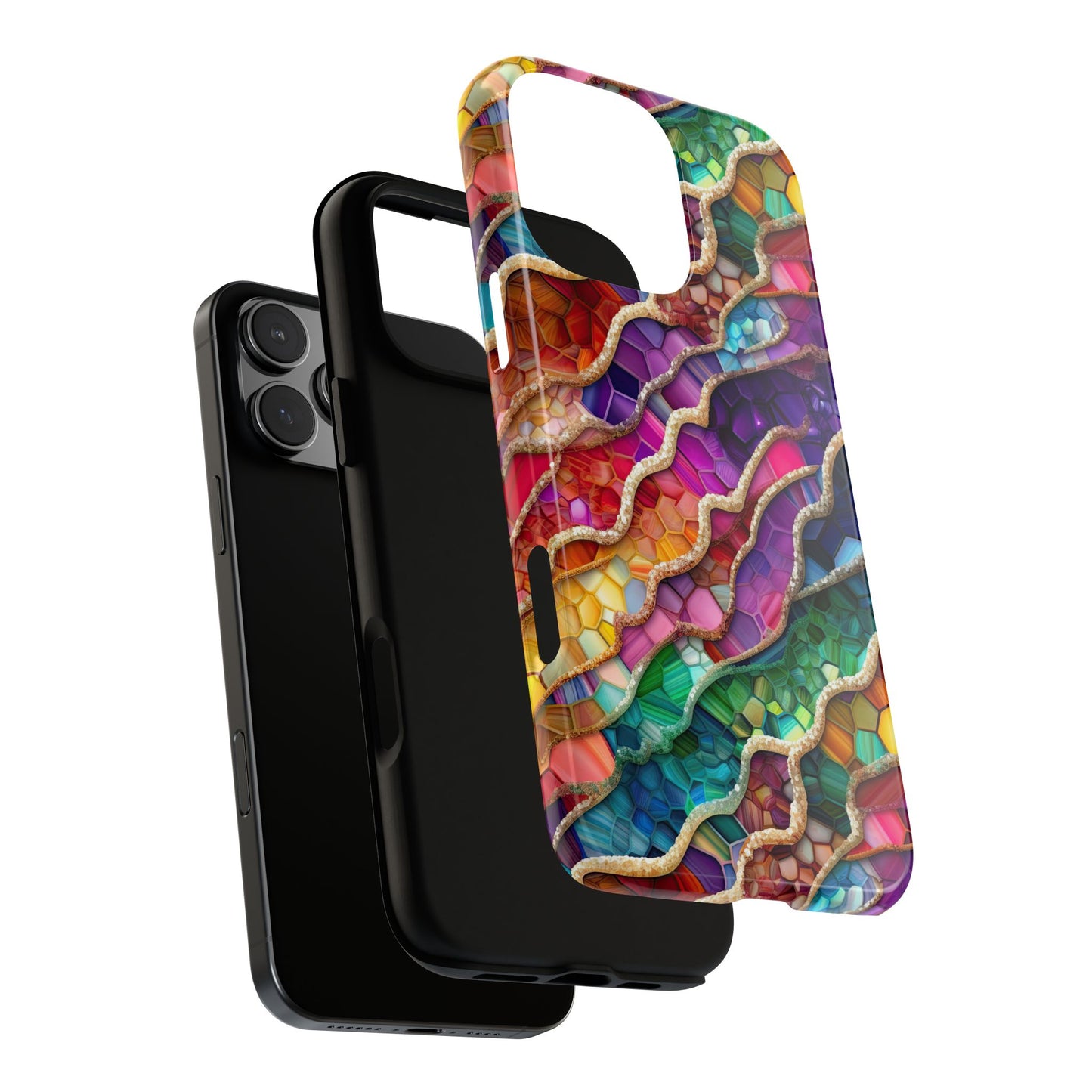 iPhone 16 and iPhone 15 Series - Rainbow Abstract Acrylic - Tough Phone Cases