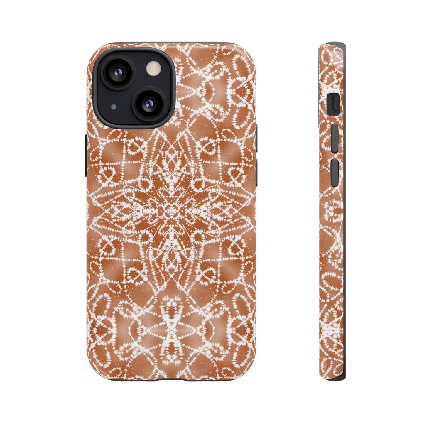 iPhone 13, 1Phone 13 Mini, iPhone 13 Pro, iPhone 13 Pro Max - Tan and White Batik - Tough Phone Cases