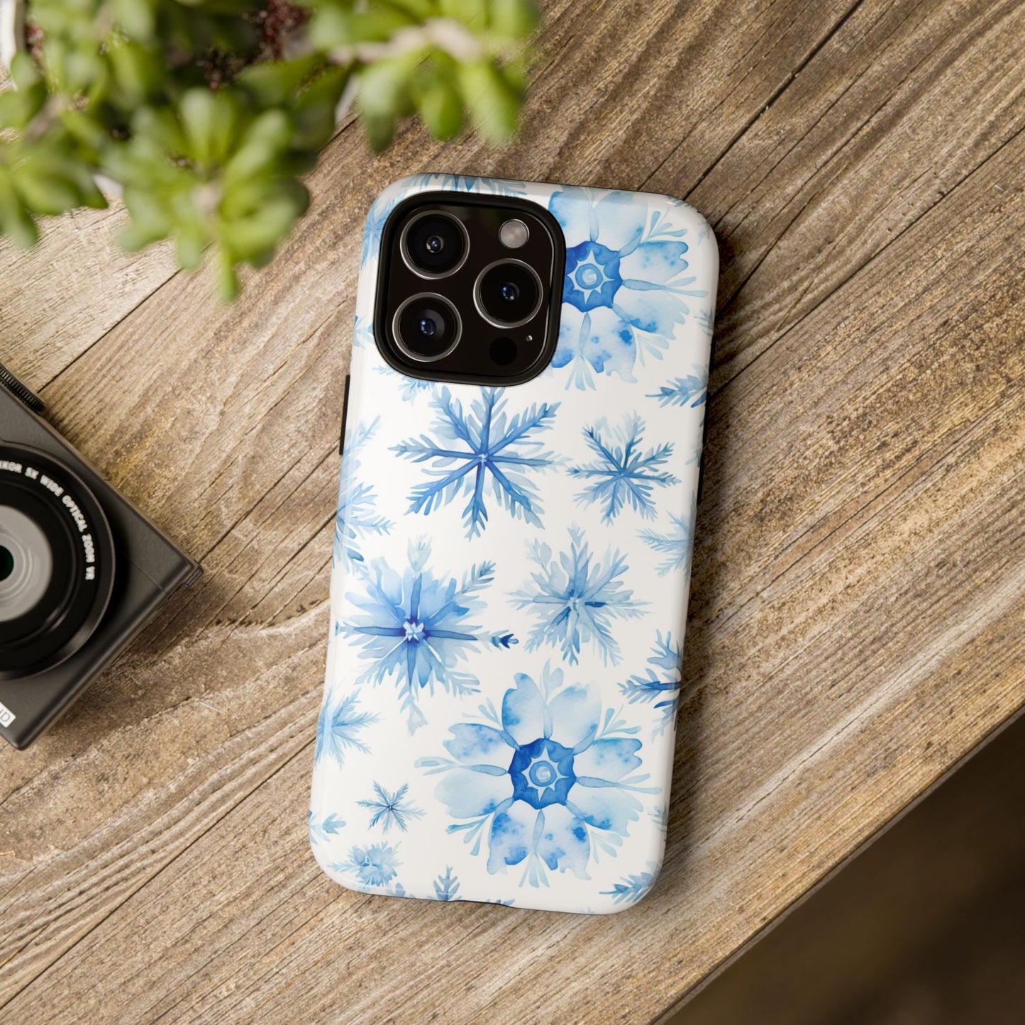 iPhone 16 and iPhone 15 Series - Watercolor Snowflakes - Tough Phone Cases