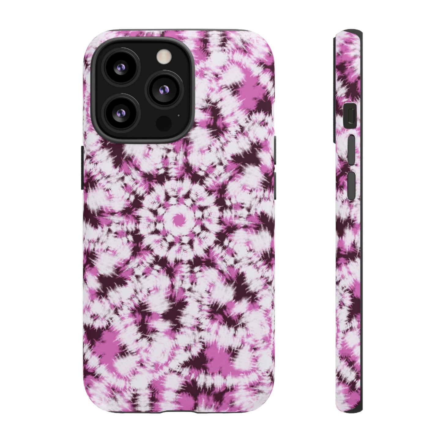 iPhone 13, 1Phone 13 Mini, iPhone 13 Pro, iPhone 13 Pro Max - Purple and White Batik - Tough Phone Cases