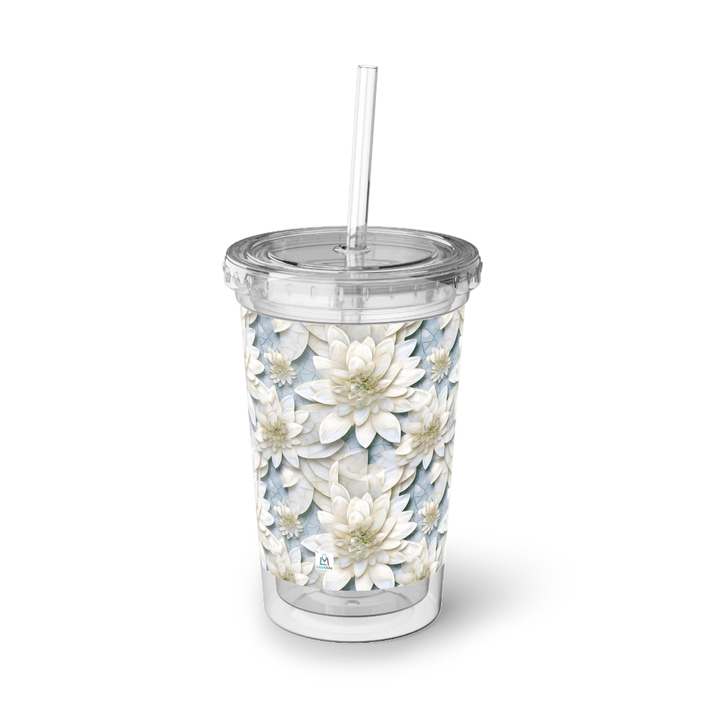 Mosaic White Lotus 7 - Multicolor - Clear - Suave Acrylic Cup - 16oz