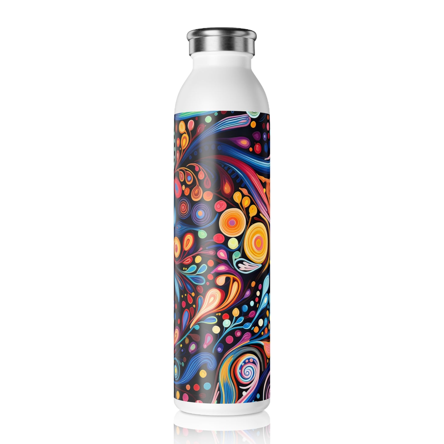 Colorful Psychedelic Swirls 1.10 - Slim Water Bottle - Stainless Steel - 20oz