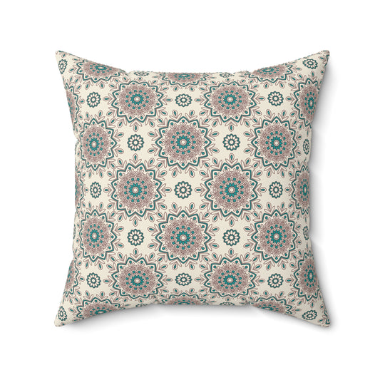 Boho Mandala Pattern 10 - Faux Suede Square Pillow