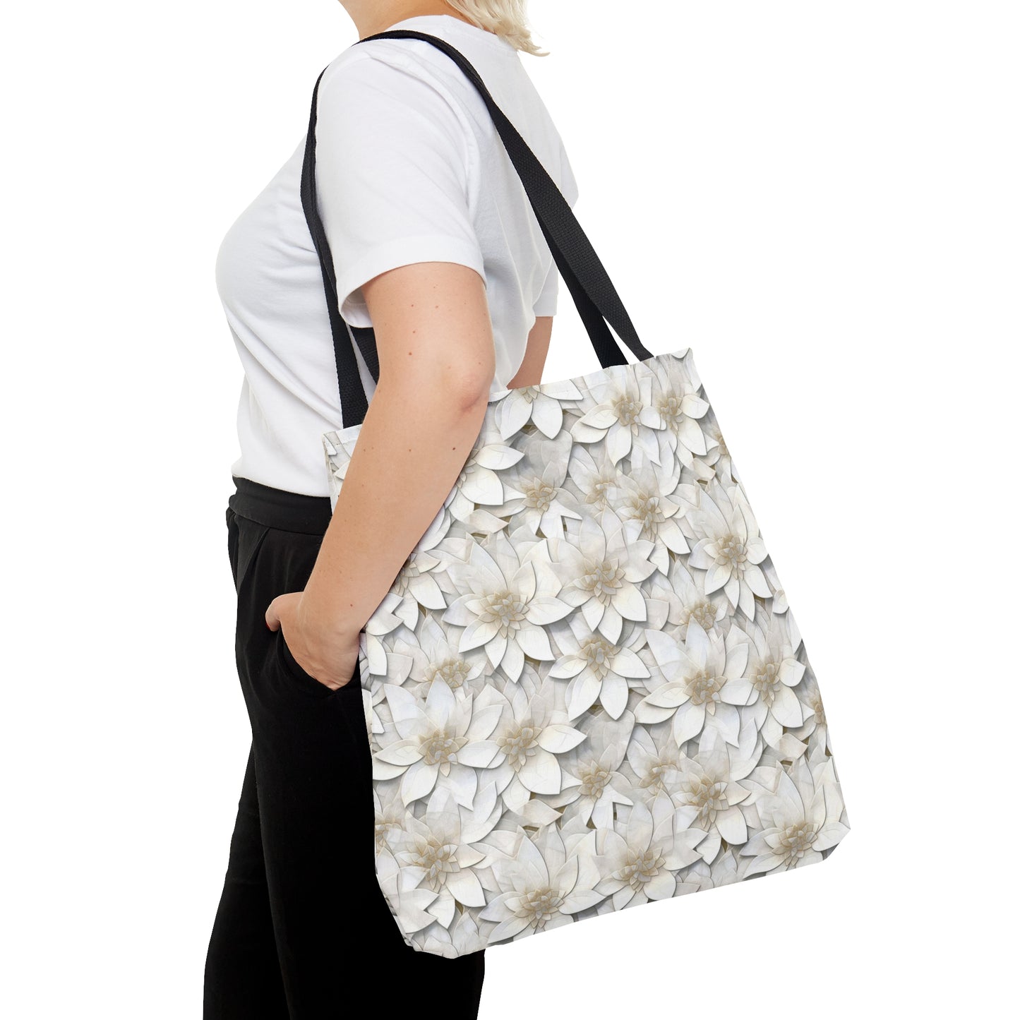 Beautiful and Unique - White Lotus Mosaic 12 - Useful, Multipurpose Bag -Tote Bag (AOP)