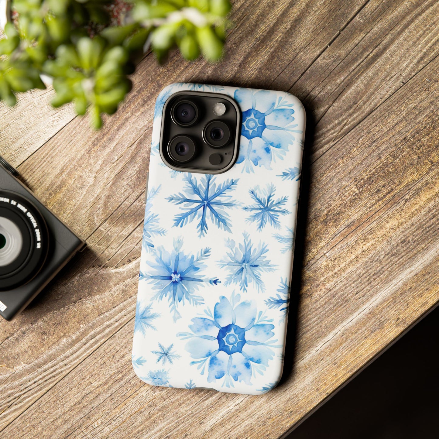 iPhone 16 and iPhone 15 Series - Watercolor Snowflakes - Tough Phone Cases