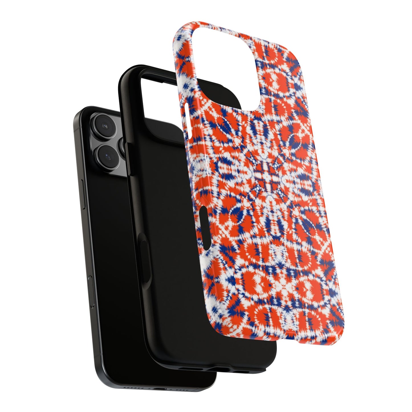 iPhone 16 and iPhone 15 Series - Orange and Blue Batik - Tough Phone Cases