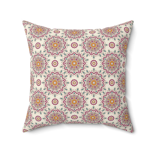 Boho Mandala Pattern 9 - Faux Suede Square Pillow