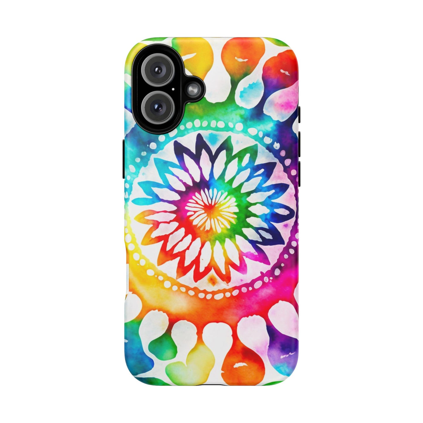 iPhone 16 and iPhone 15 Series - Rainbow and White Tie Dye - Tough Phone Cases