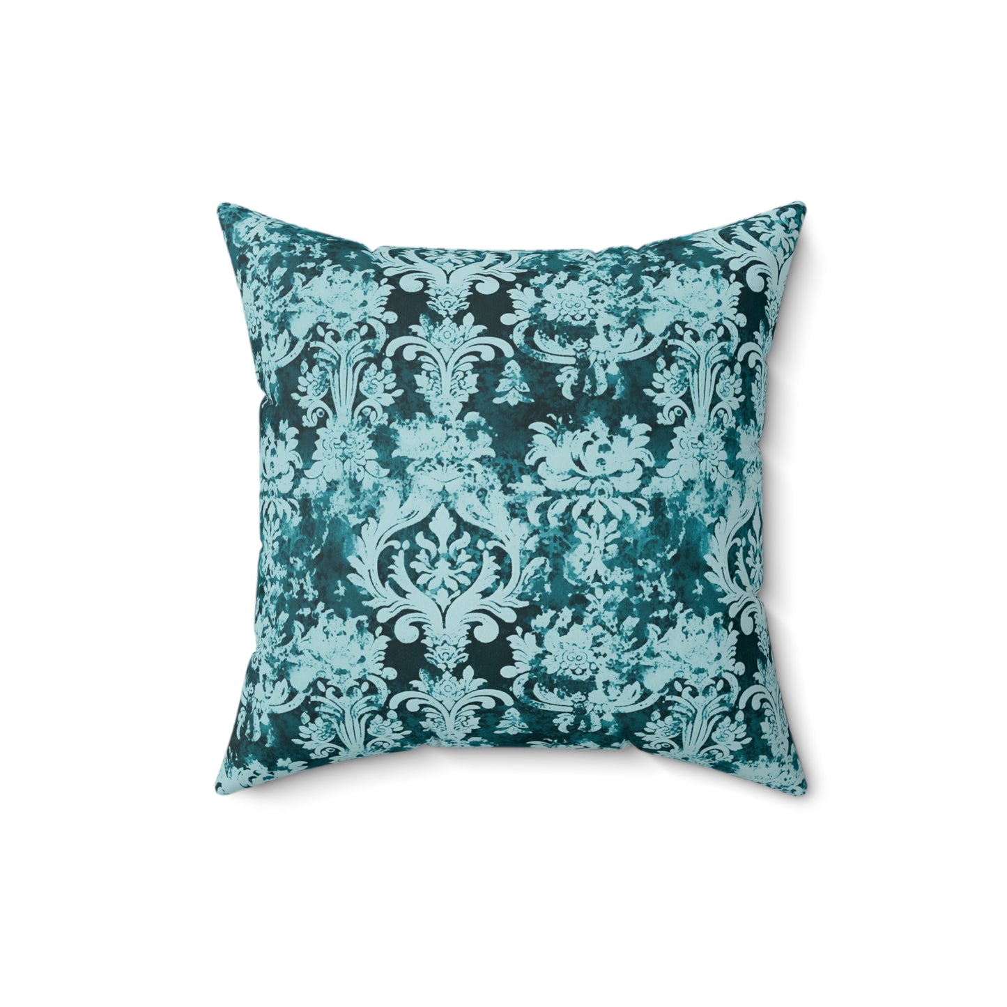 Vintage Teal Damask 73 - Beautiful, Shabby Chic, Boho, Fun -  - Faux Suede Square Pillow