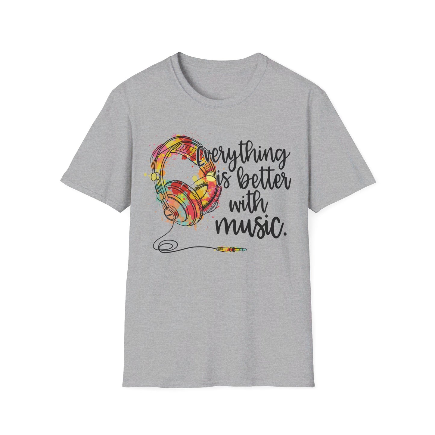 Everything is Better with Music - Headphones - Unisex Softstyle T-Shirt