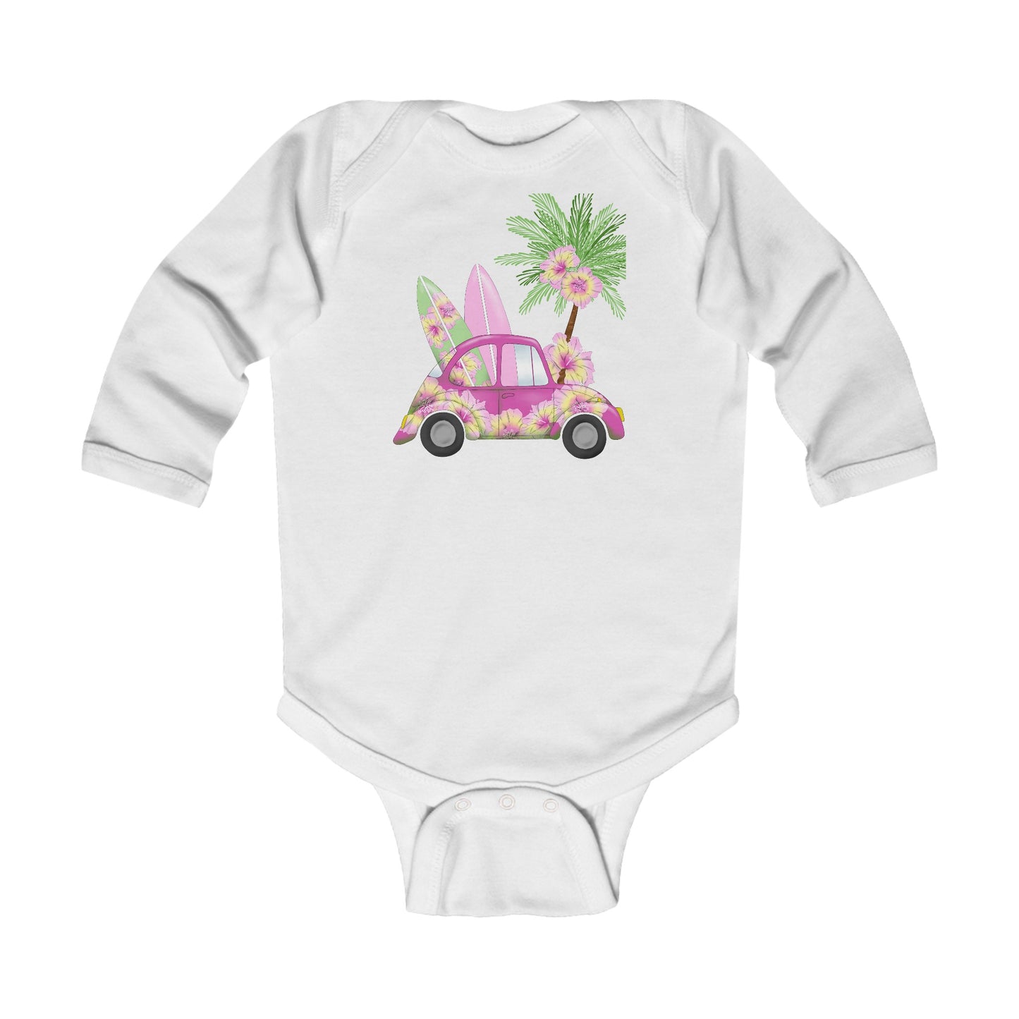 Surf's Up Pink - Infant Long Sleeve Bodysuit