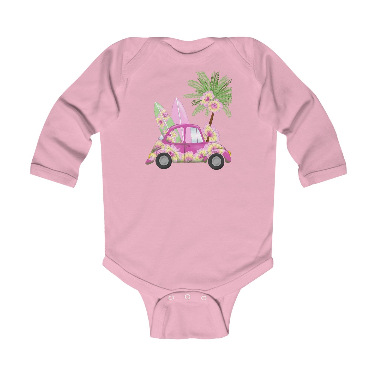 Surf's Up Pink - Infant Long Sleeve Bodysuit