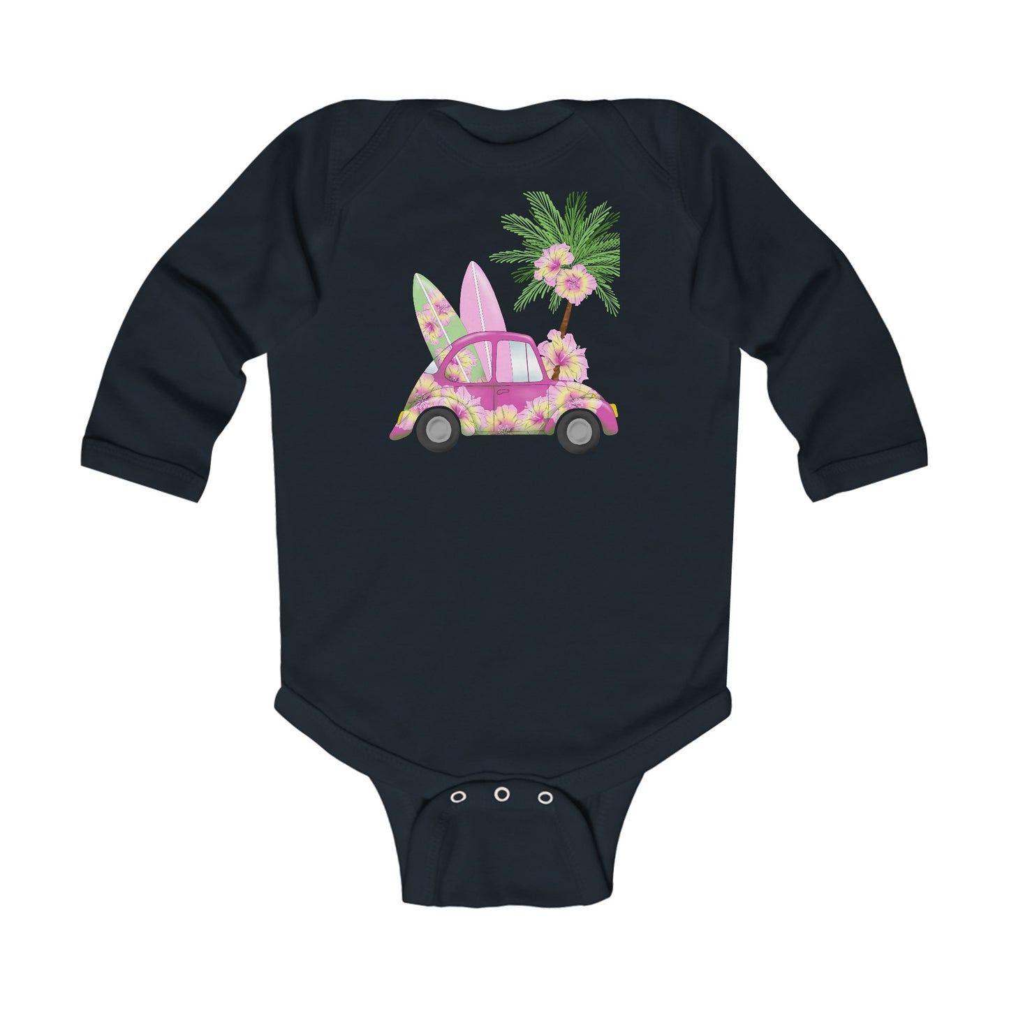 Surf's Up Pink - Infant Long Sleeve Bodysuit