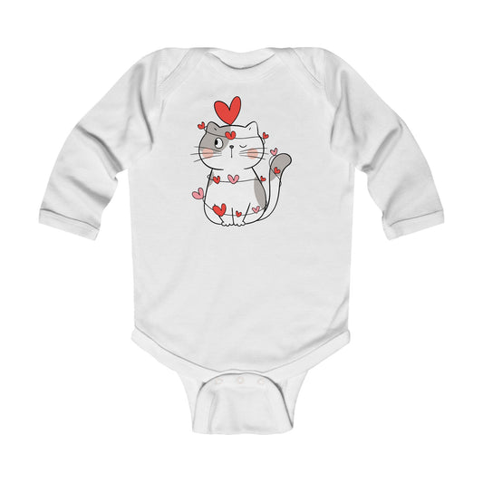 Cute Cat - String of Hearts - Infant Long Sleeve Bodysuit