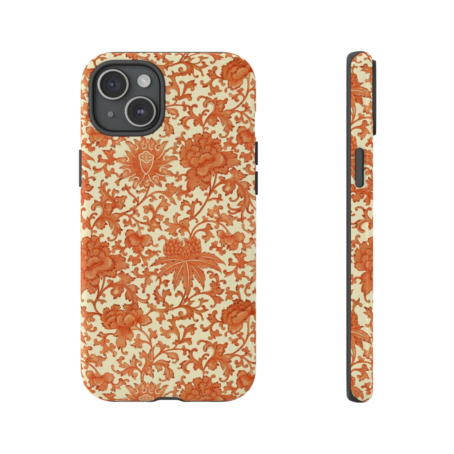 iPhone 16 and iPhone 15 Series - Orange Flowers - Tough Phone Cases