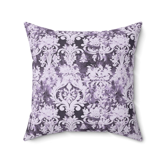 Vintage Purple Damask 55 - Beautiful, Shabby Chic, Boho, Fun - Faux Suede Square Pillow