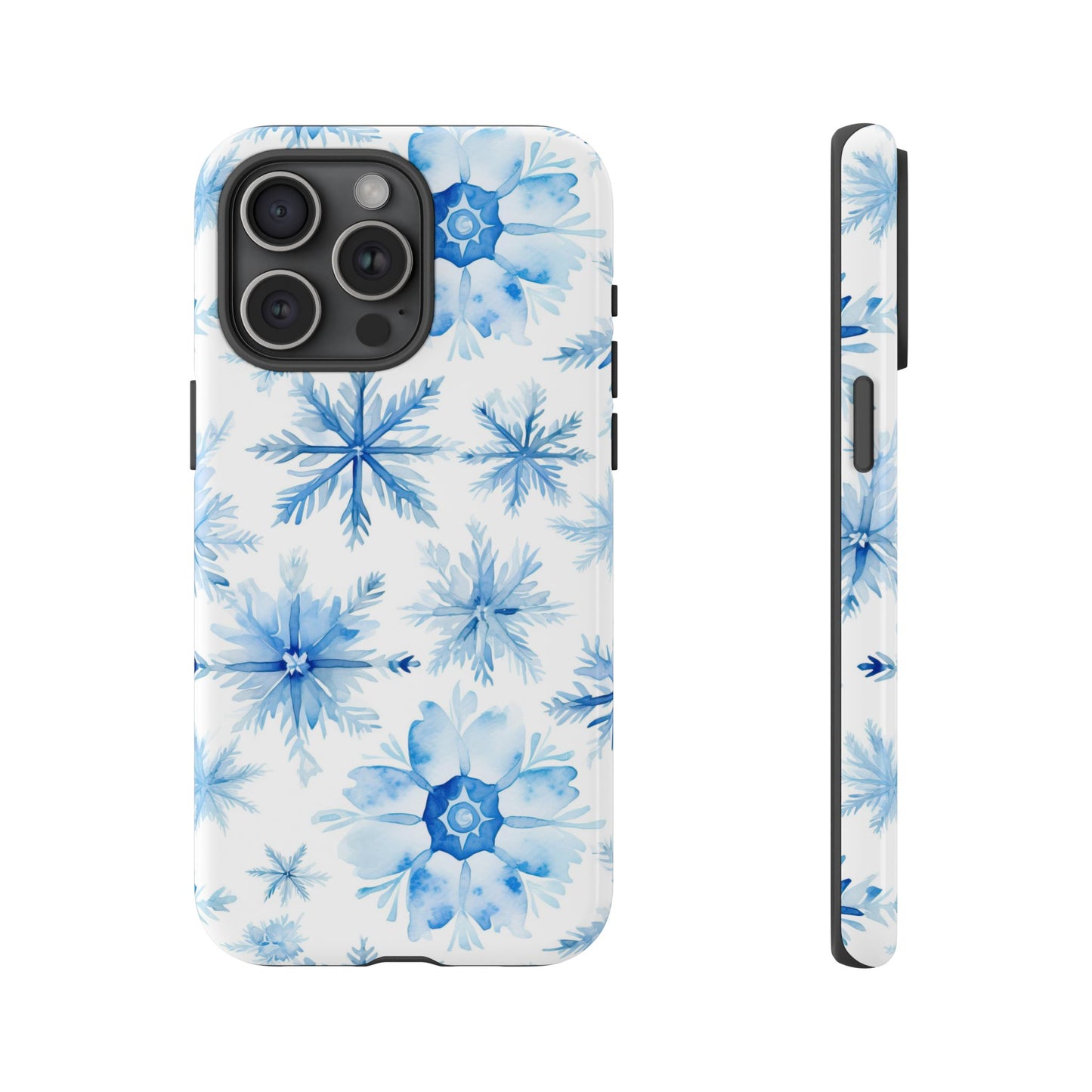 iPhone 16 and iPhone 15 Series - Watercolor Snowflakes - Tough Phone Cases