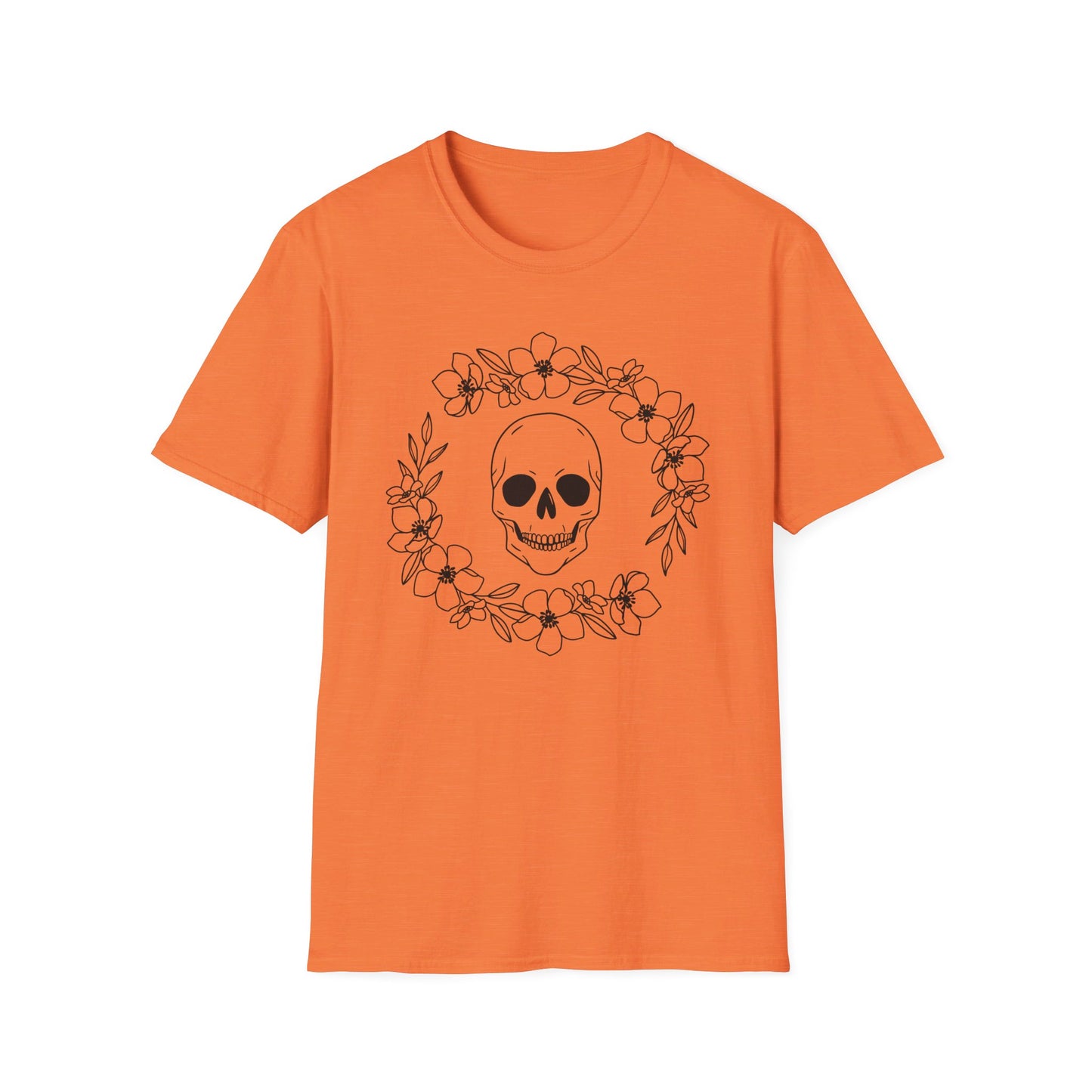 Halloween - Skull - Flower Wreath - Trick or Treat - Unisex Softstyle T-Shirt