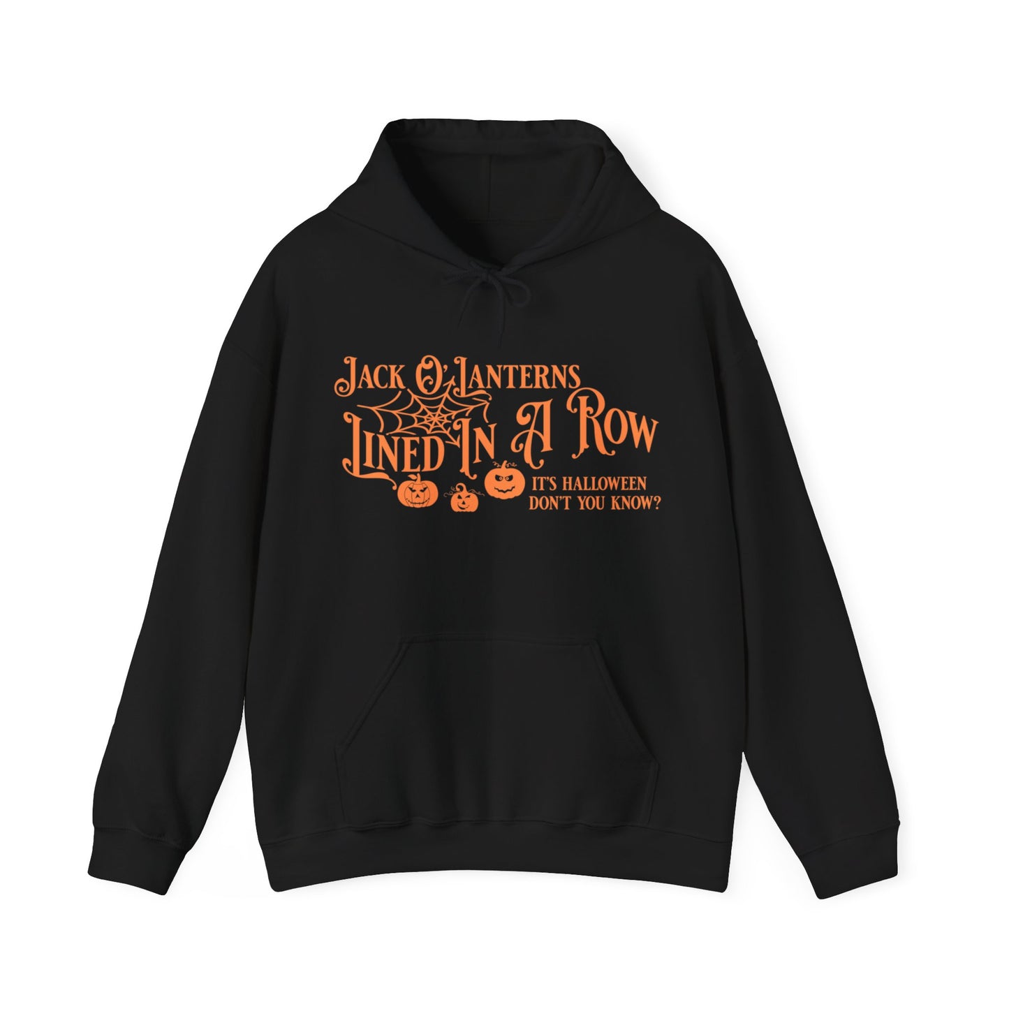 Halloween - Jack O Lanterns Lined in a Row - Pumpkins - Vintage - Unisex Heavy Blend Hooded Sweatshirt