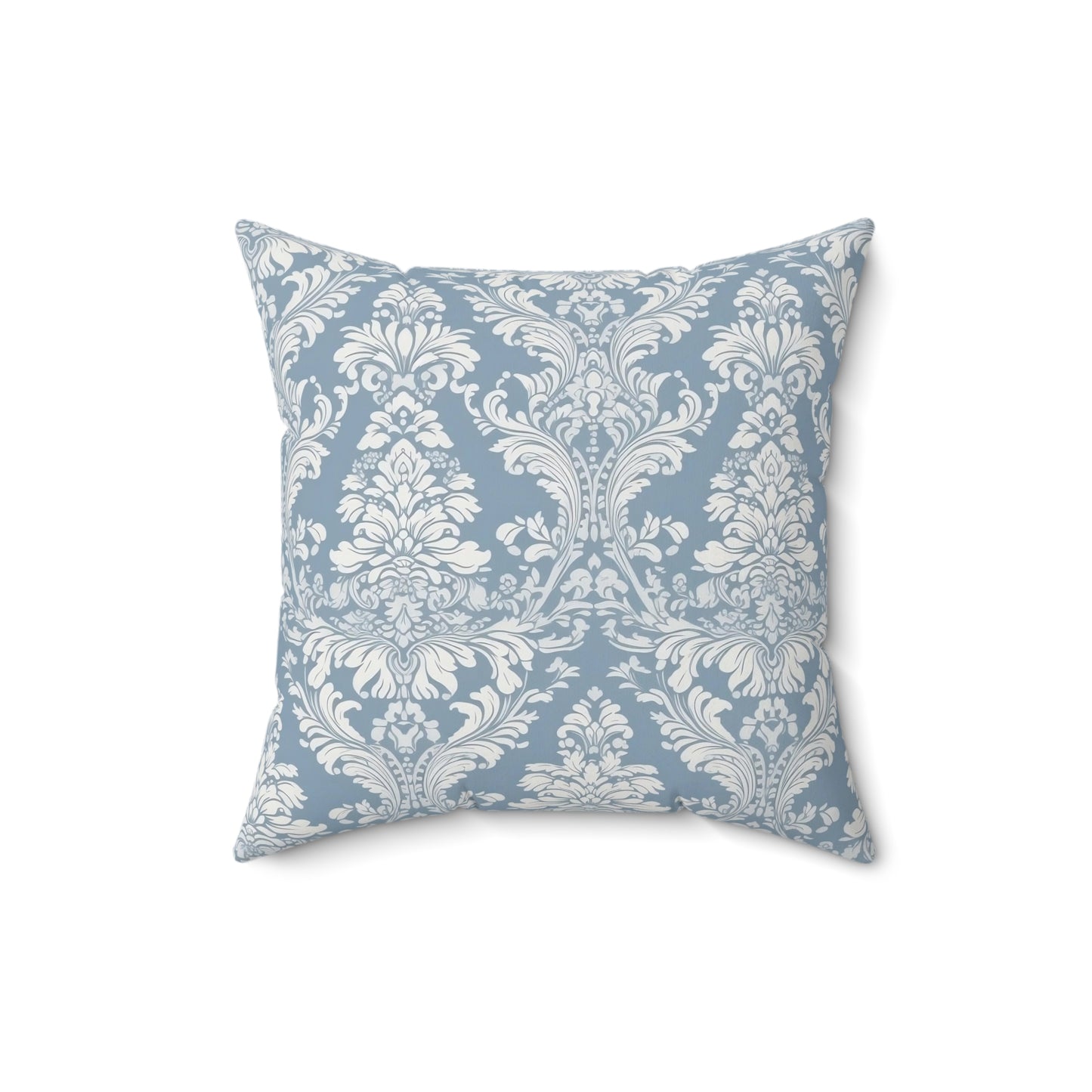 Blue Damask 18 - Beautiful, Shabby Chic, Boho, Fun - Faux Suede Square Pillow