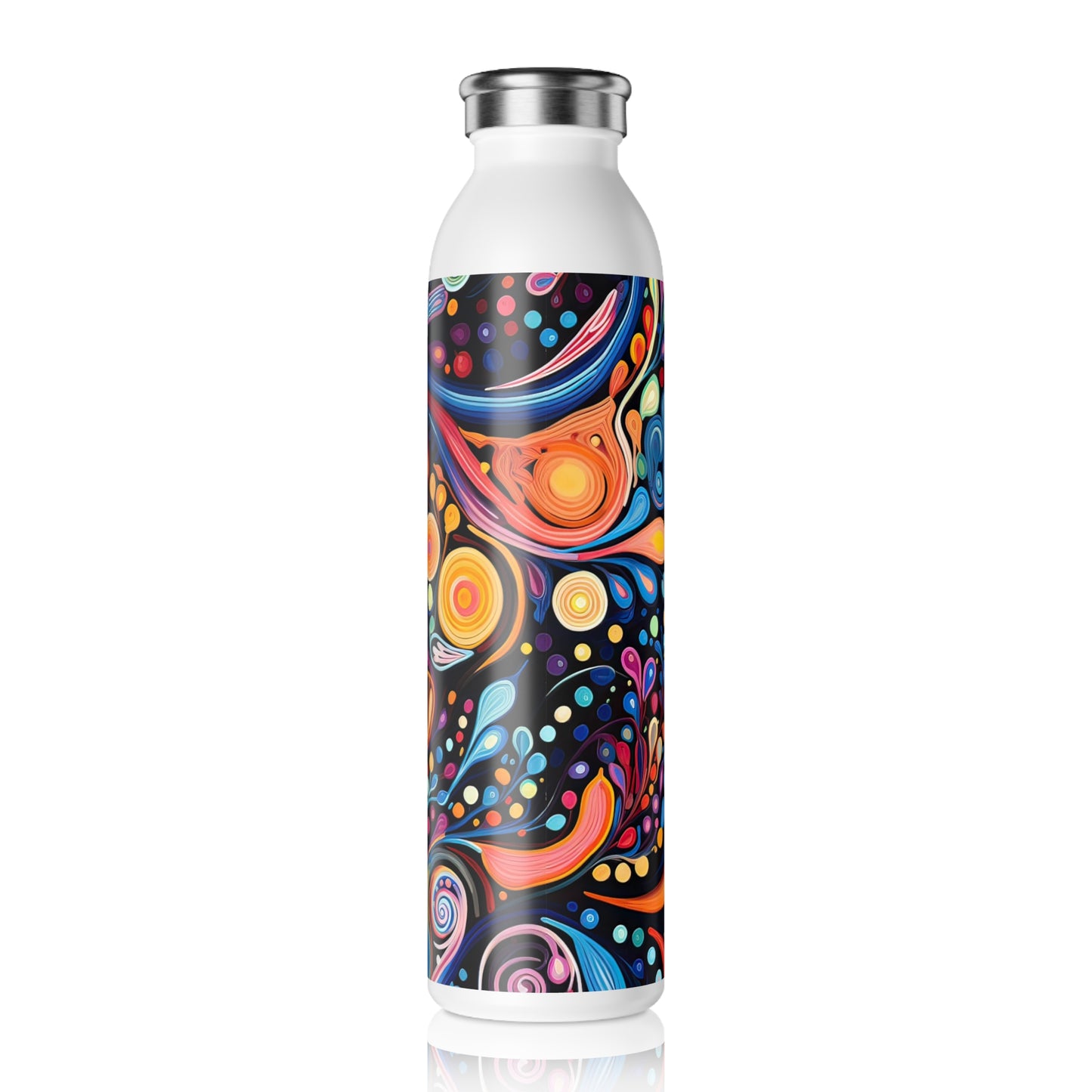 Colorful Psychedelic Swirls 1.10 - Slim Water Bottle - Stainless Steel - 20oz