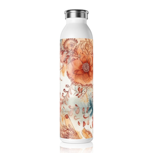 Henna Designs 1.5 - Slim Water Bottle - Stainless Steel - 20oz