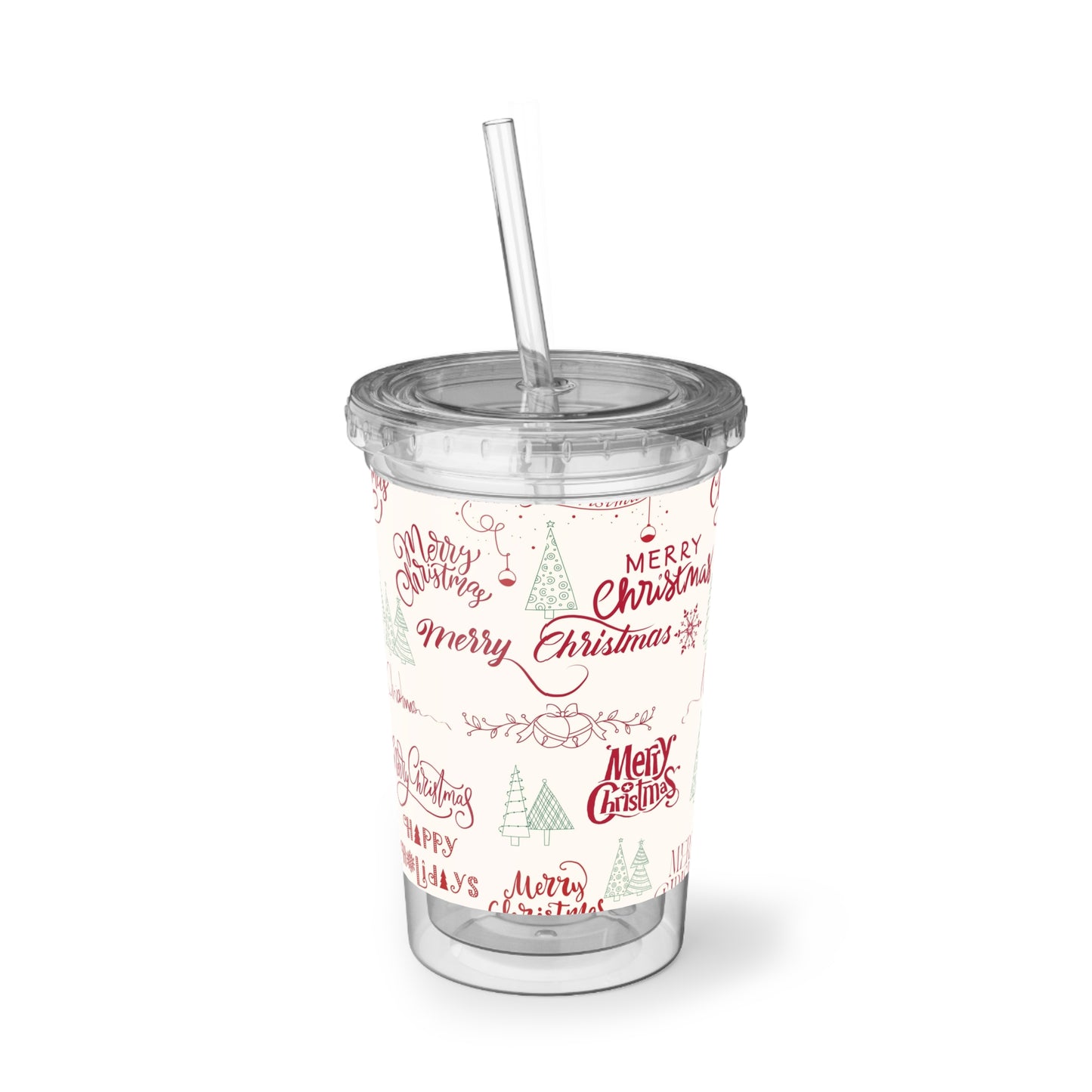 Amazing Merry Christmas Hand Drawn - Clear - Suave Acrylic Cup - 16oz