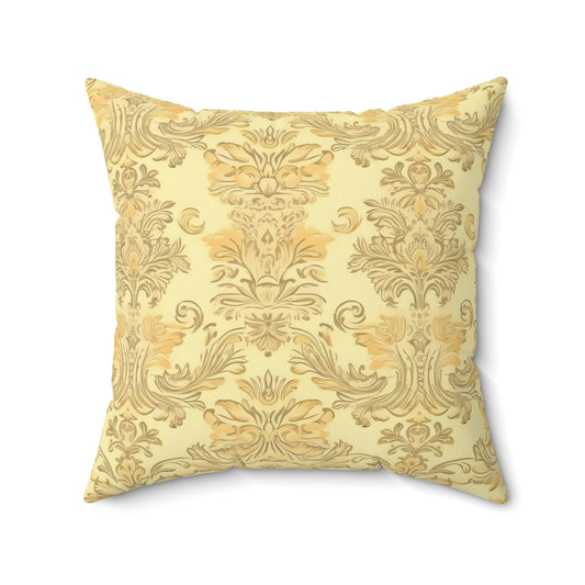 Yellow Damask 21 - Beautiful, Shabby Chic, Boho, Fun - Faux Suede Square Pillow