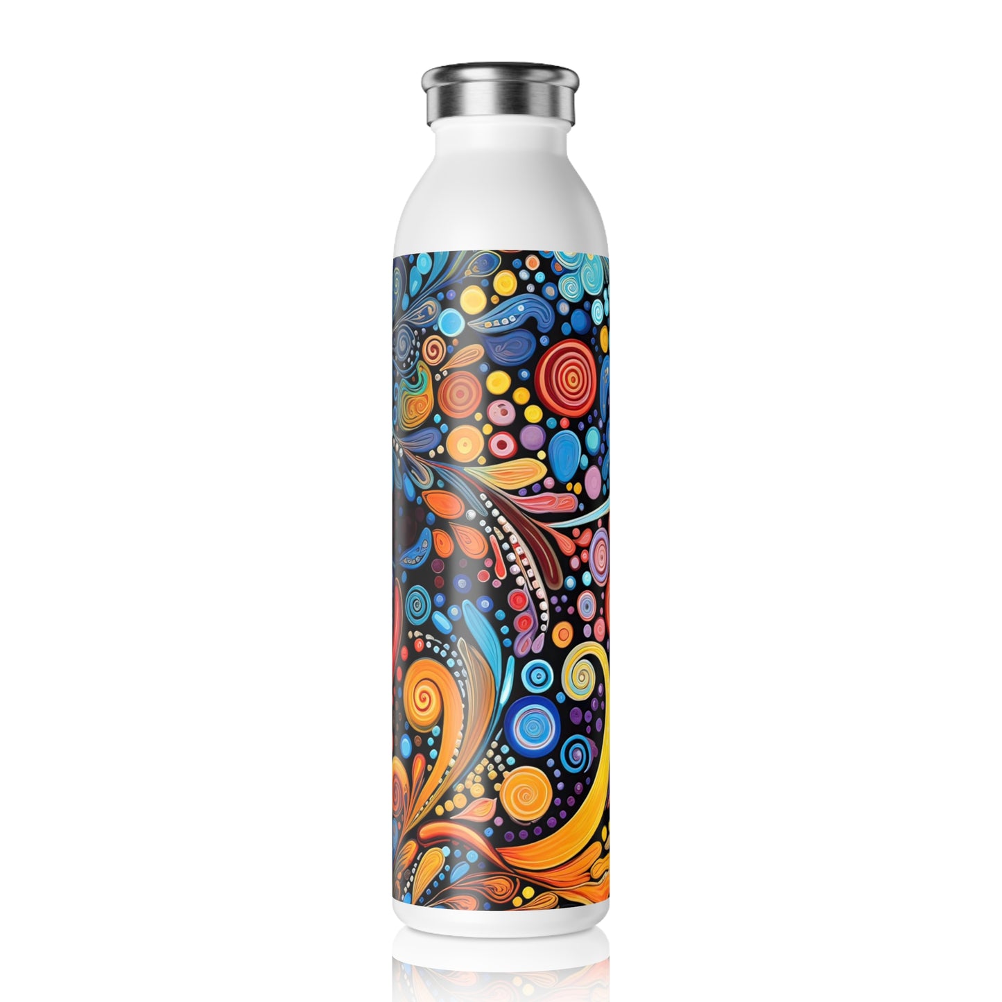 Colorful Psychedelic Swirls 1.4 - Slim Water Bottle - Stainless Steel - 20oz