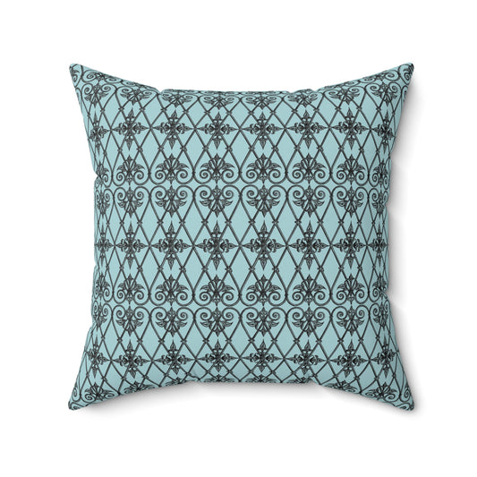 Teal Paris Pattern 5 - Faux Suede Square Pillow