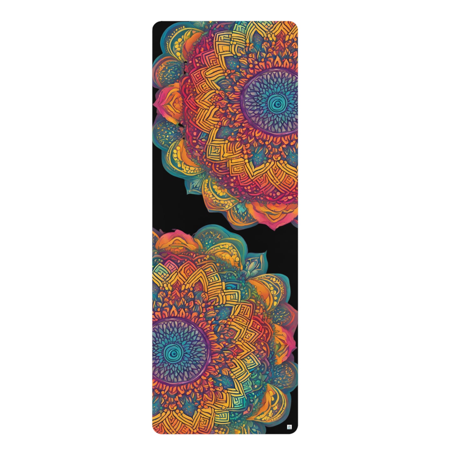 Beautiful Dual Rainbow Watercolor Mandala - Rubber Yoga Mat