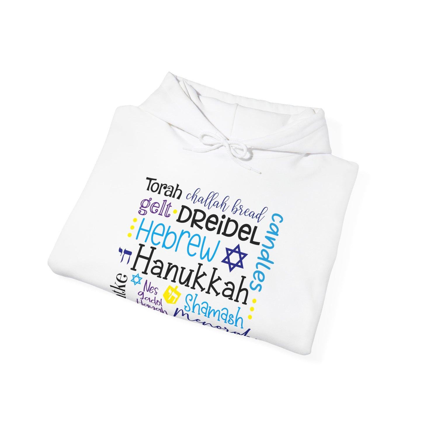 Hanukkah Words Subway - Fun Hanukkah - Celebrate Hanukkah - Unisex Heavy Blend™ Hooded Sweatshirt