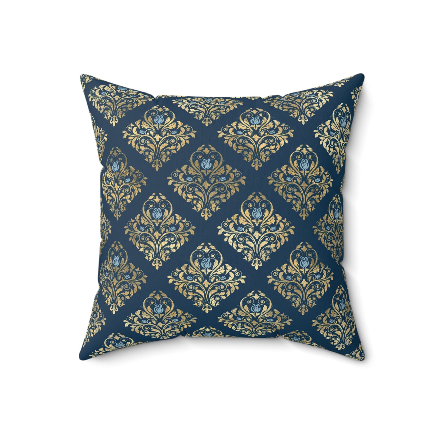 Blue and Gold Paris Pattern 8 - Faux Suede Square Pillow