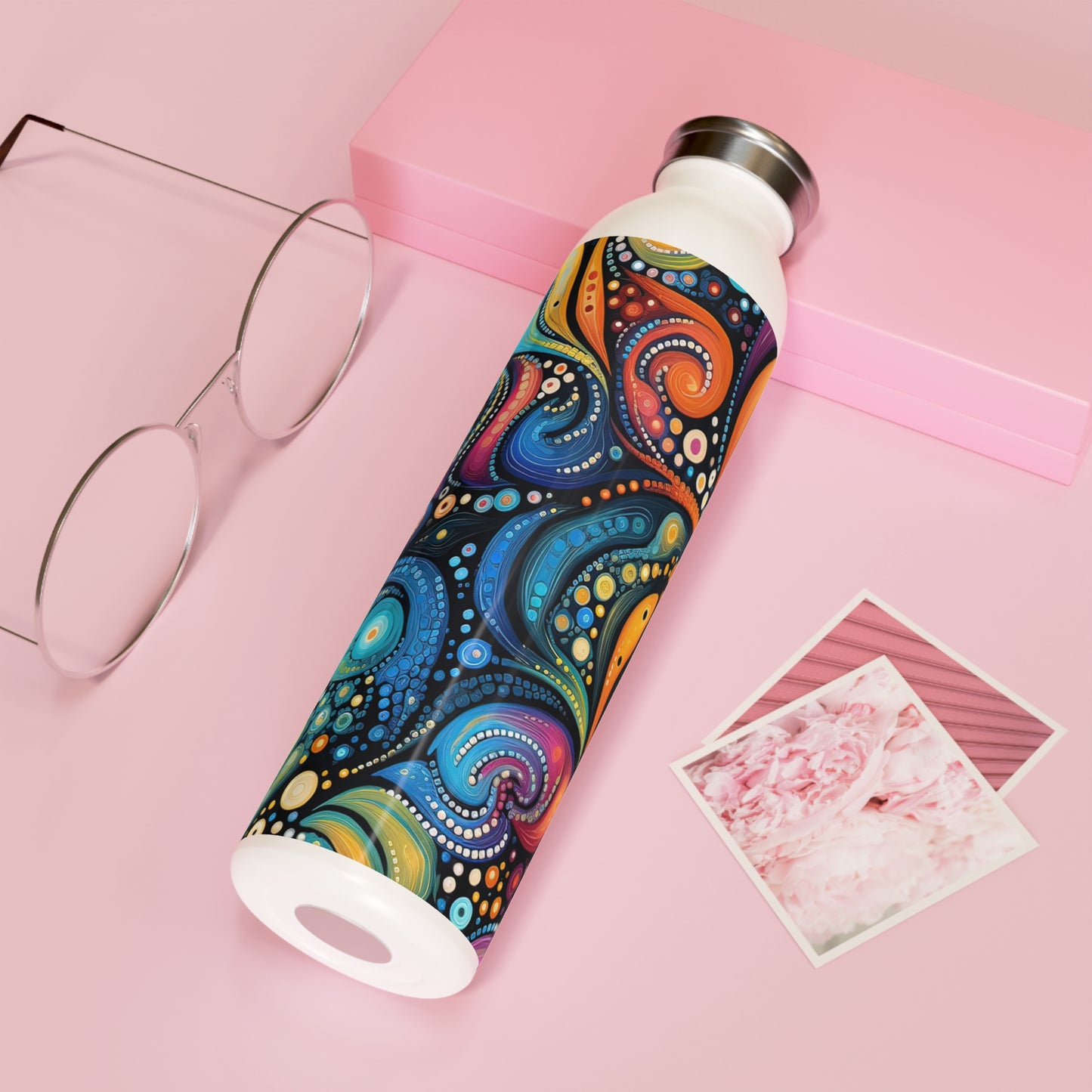 Colorful Psychedelic Swirls 1.8 - Slim Water Bottle - Stainless Steel - 20oz