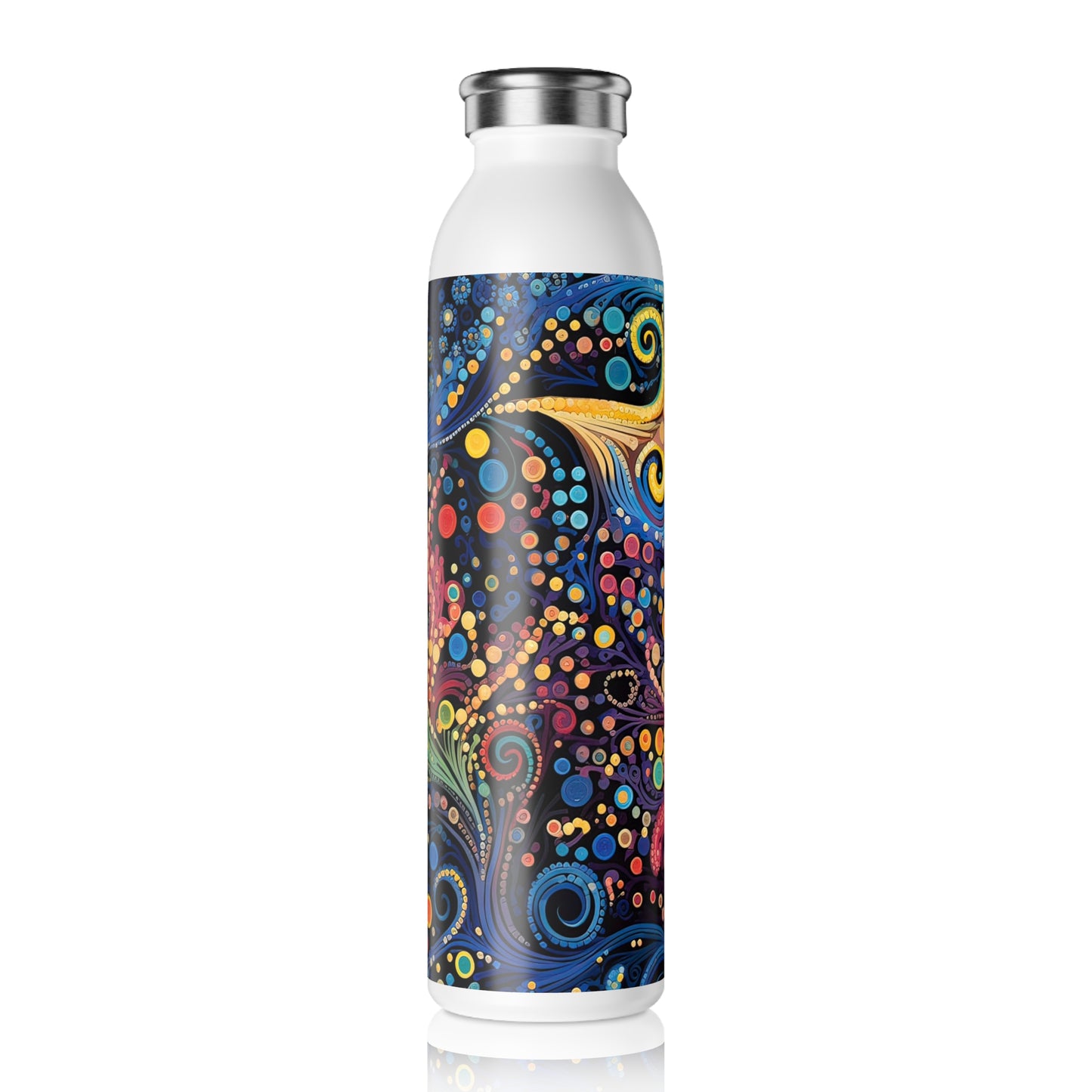 Colorful Psychedelic Swirls 1.12 - Slim Water Bottle - Stainless Steel - 20oz