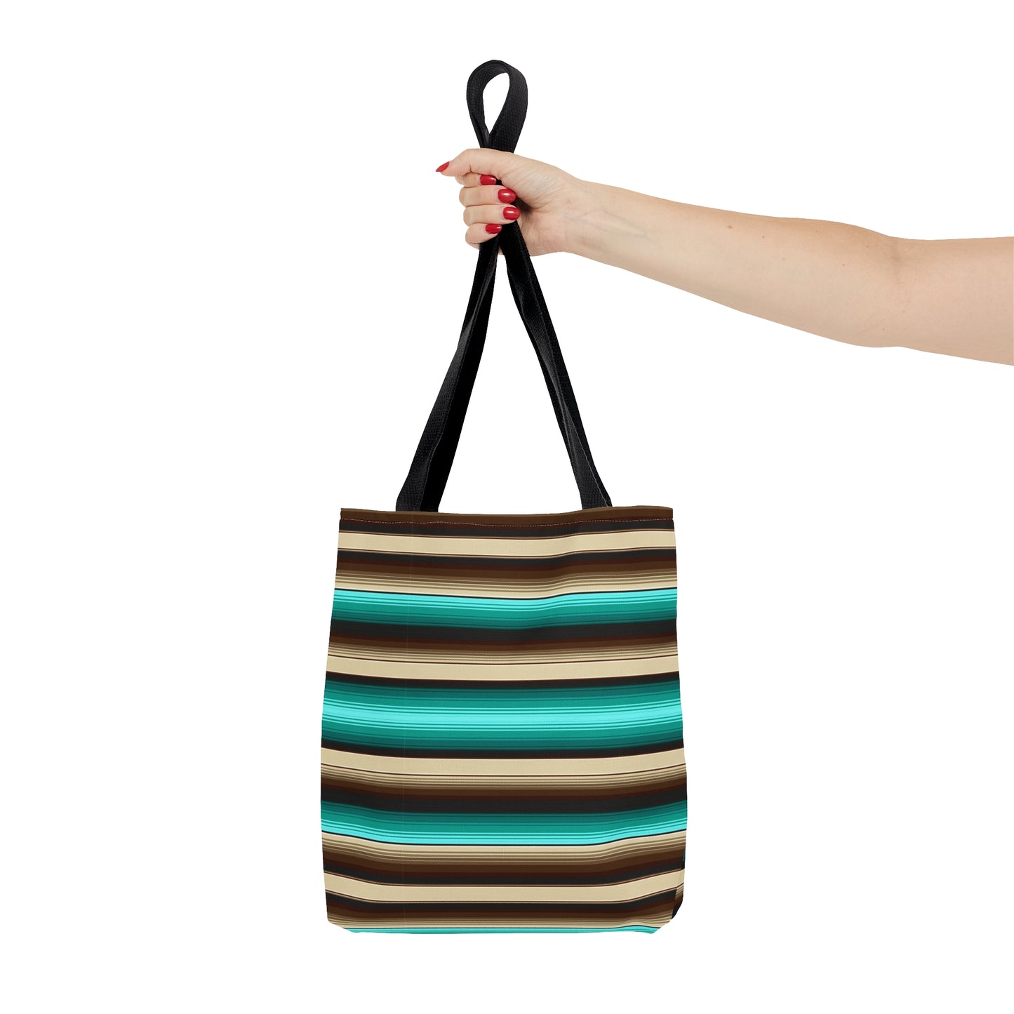 Aqua and Brown Multicolor Striped 23 - Practical, high-quality Tote Bag