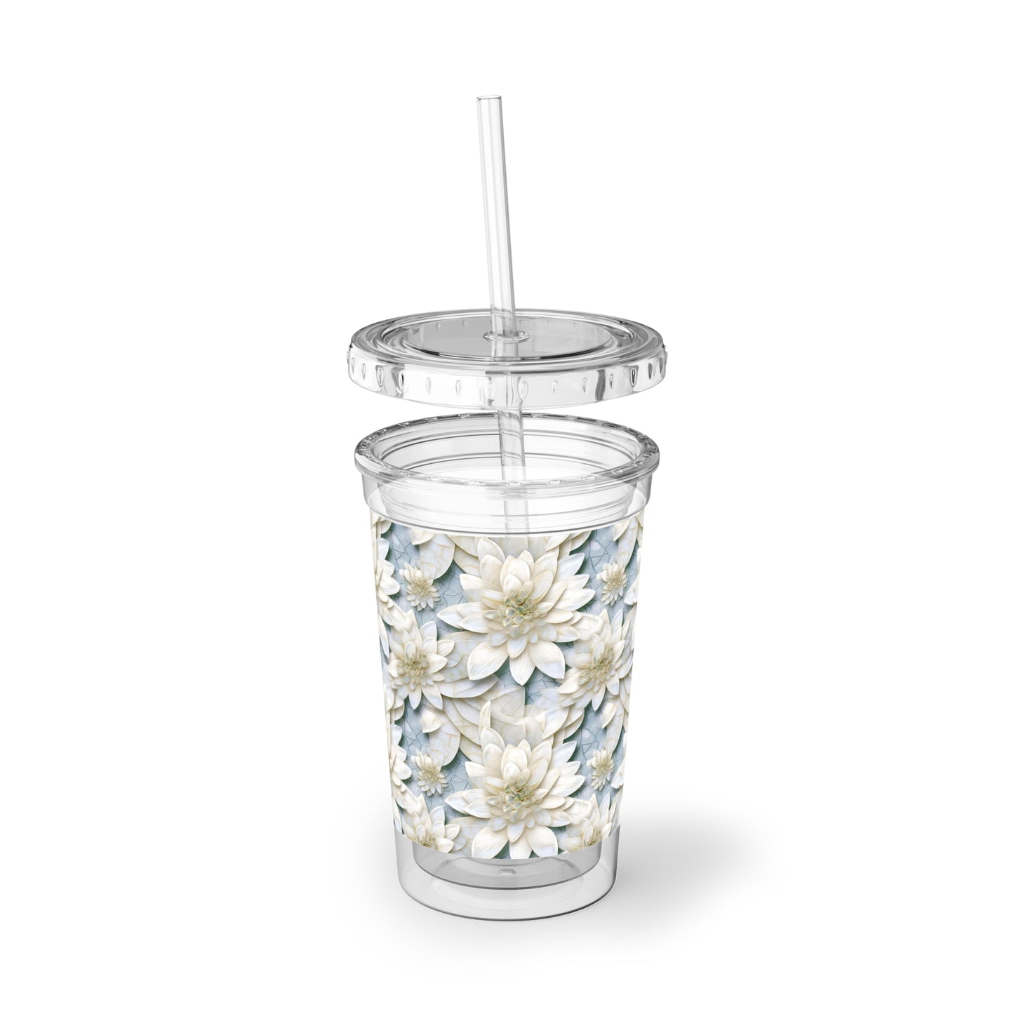 Mosaic White Lotus 7 - Multicolor - Clear - Suave Acrylic Cup - 16oz