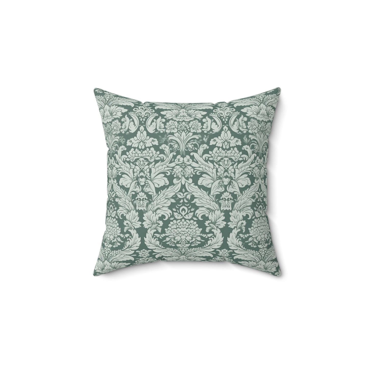 Green Damask 14 - Beautiful, Shabby Chic, Boho, Fun - Faux Suede Square Pillow