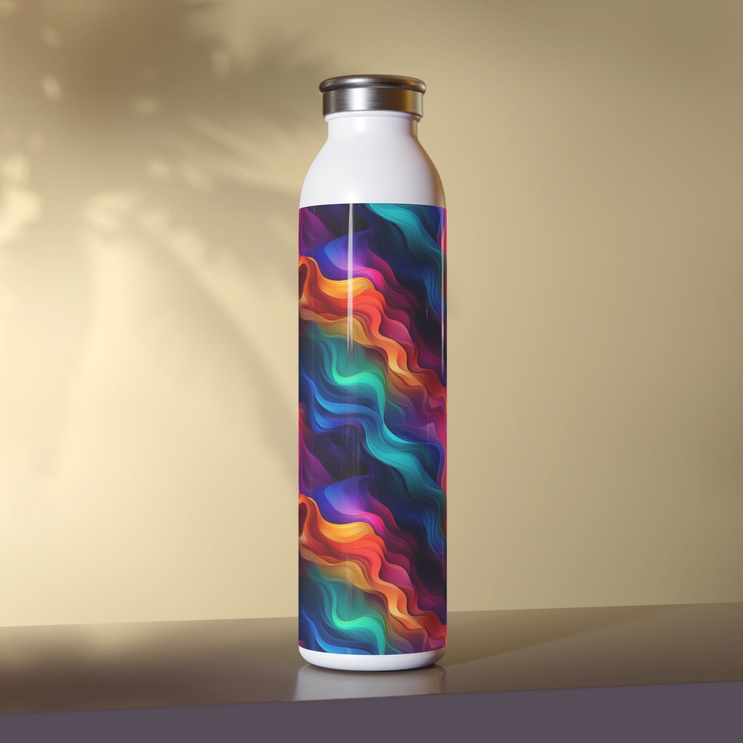 Wavy Rainbow 1.7 - Diagonal - Slim Water Bottle - Stainless Steel - 20oz