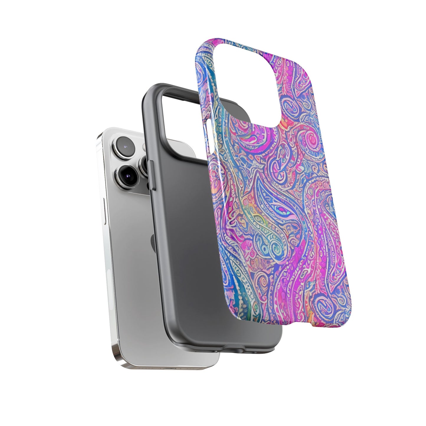 iPhone 14, iPhone 14 Pro, iPhone 14 Plus, iPhone 14 Pro Max - Abstract Swirl Purple, Blue, Orange, Green - Tough Phone Cases