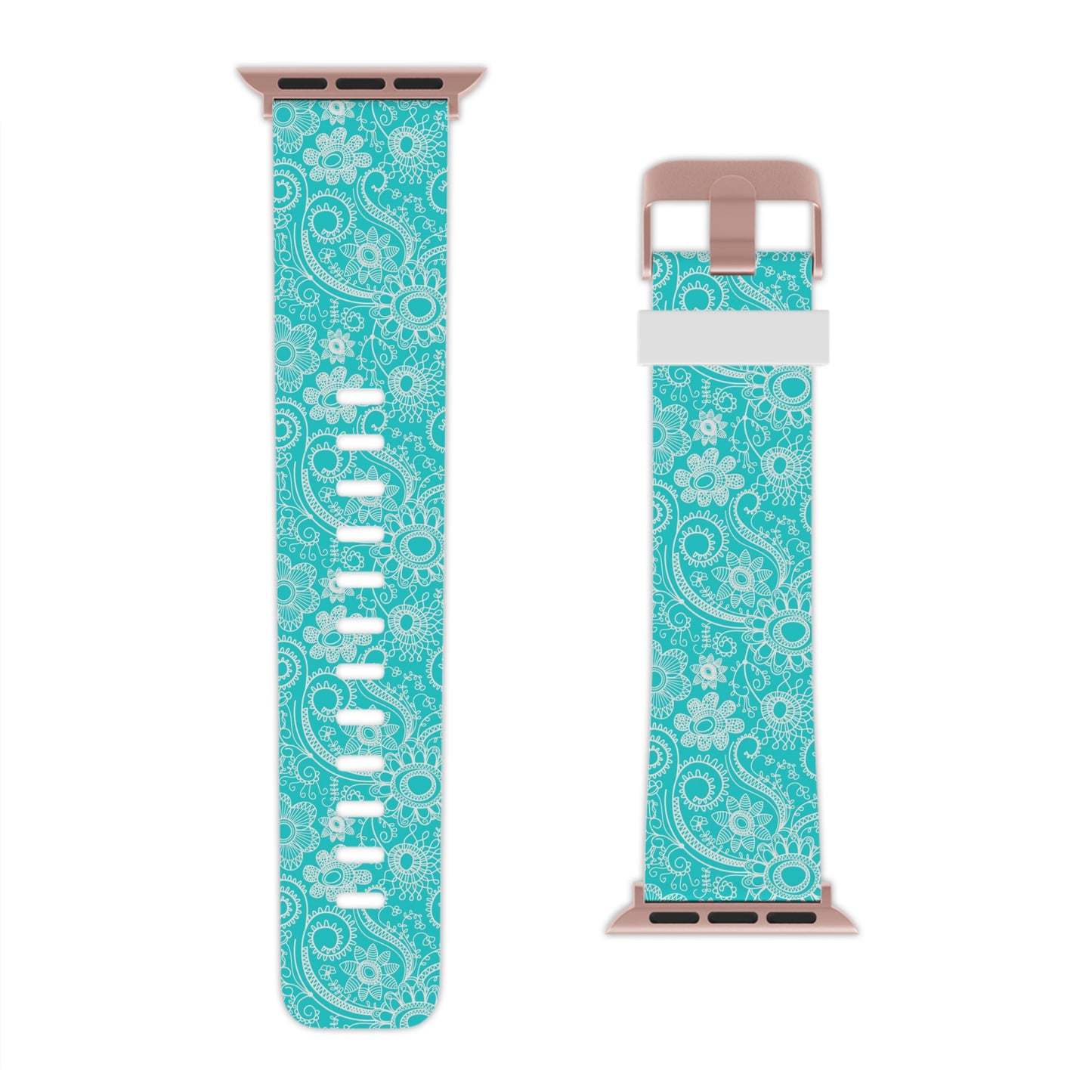 Teal and White Flowers - Watch Band for Apple Watch