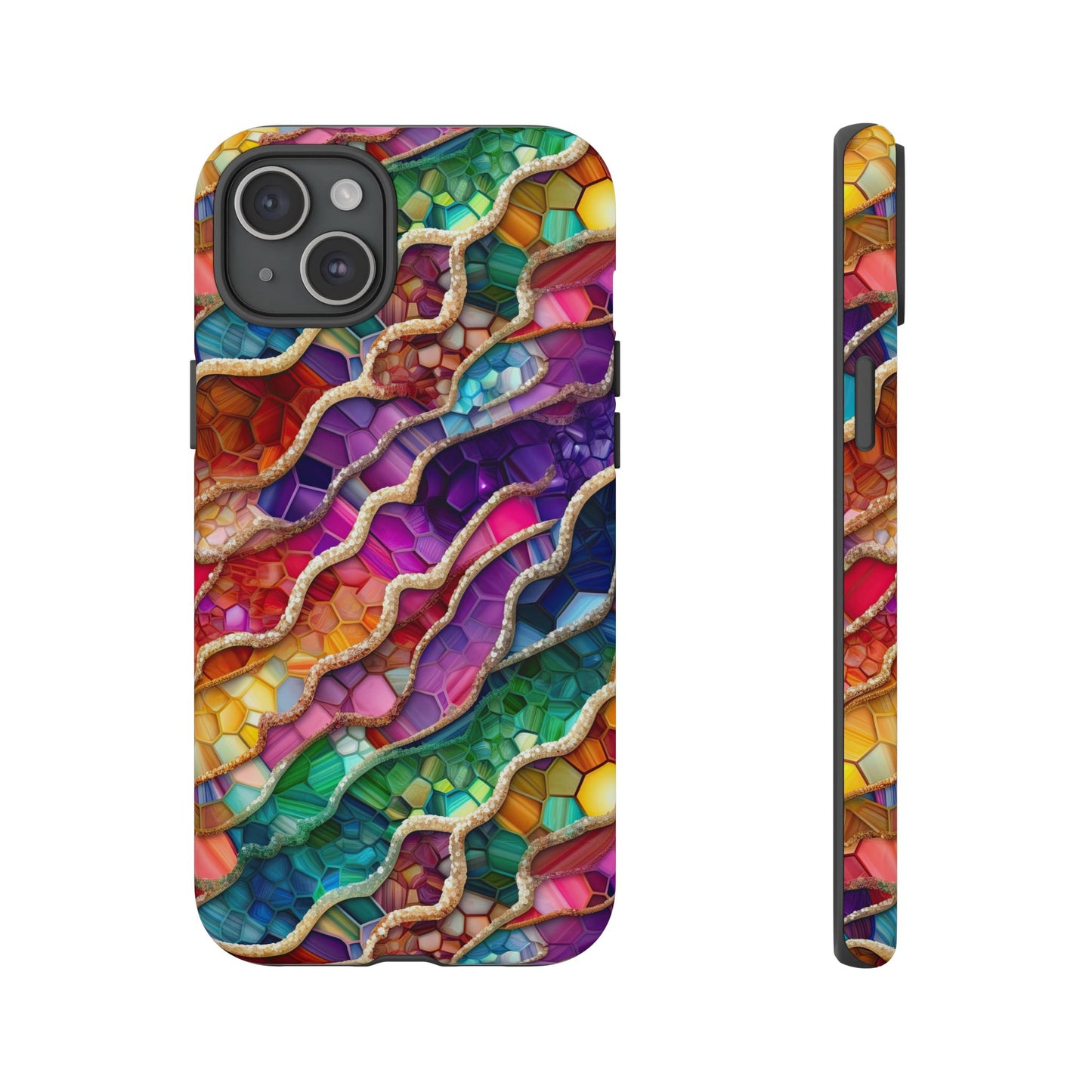 iPhone 16 and iPhone 15 Series - Rainbow Abstract Acrylic - Tough Phone Cases