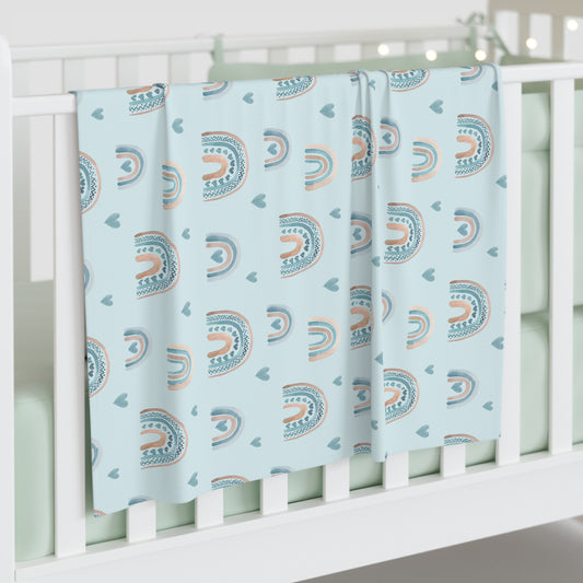 Blue Boho Rainbow Pattern 4 - Baby Swaddle Blanket