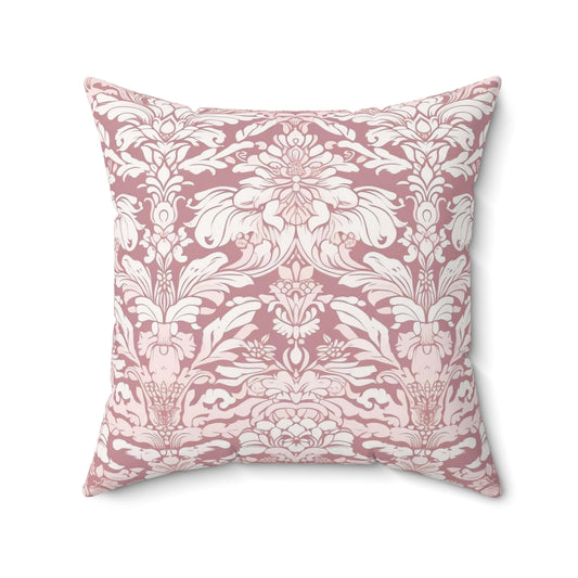 Pink Damask 15 - Beautiful, Shabby Chic, Boho, Fun - Faux Suede Square Pillow